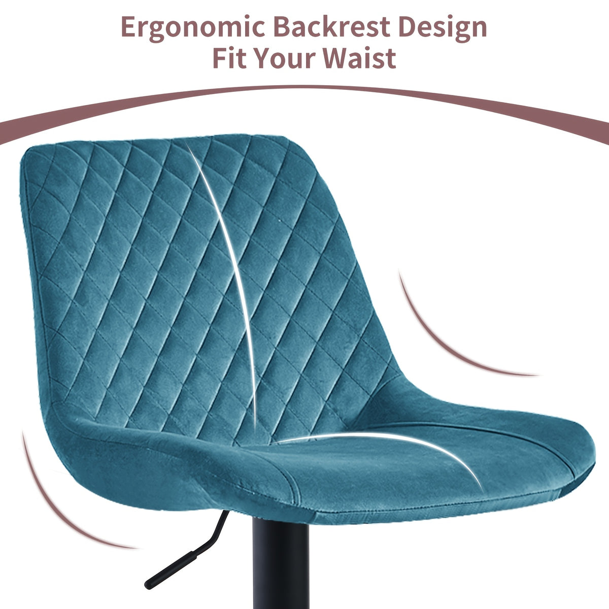Bar Stool with Adjustable Height, Velvet, Height Adjustable Velvet Stools of or - product gallery image 5