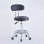 Bar Stool with Adjustable Height, Wheels, Leather for home offices - product gallery image 2