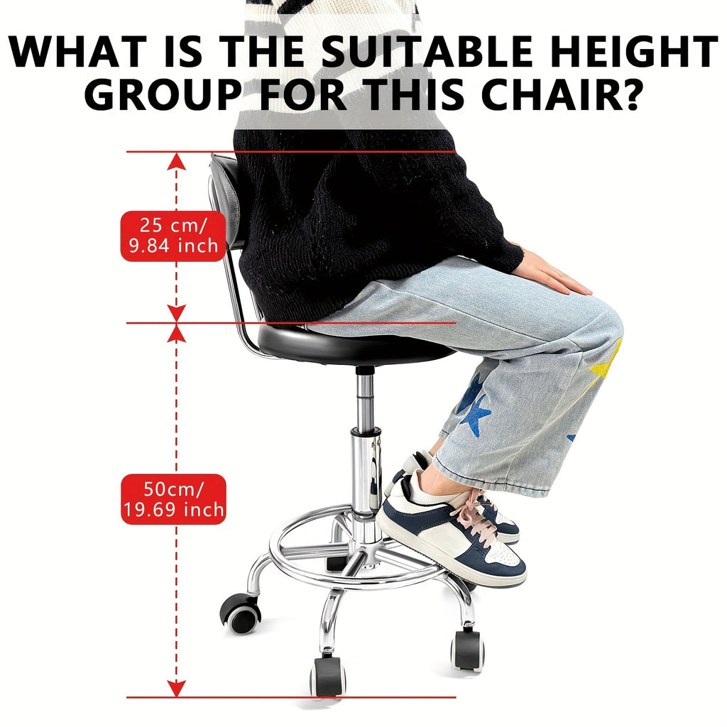 Bar Stool with Adjustable Height, Wheels, Leather for home offices - product gallery image 3
