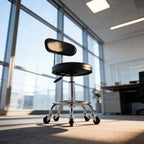 Bar Stool with Adjustable Height, Wheels, Leather for home offices - product gallery image 7
