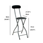 Bar Stool with Space-Saving, Foldable, 61cm, Metal, Folding Black High Back PVC Padded - product gallery image 10