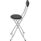 Bar Stool with Space-Saving, Foldable, 61cm, Metal, Folding Black High Back PVC Padded - product gallery image 2