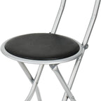 Bar Stool with Space-Saving, Foldable, 61cm, Metal, Folding Black High Back PVC Padded - product gallery image 5