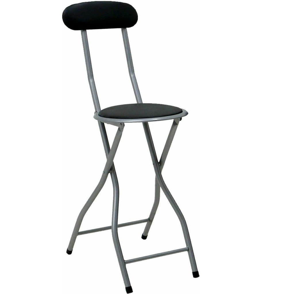 Bar Stool with Space-Saving, Foldable, 61cm, Metal, Folding Black High Back PVC Padded - product gallery image 8