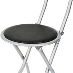 Bar Stool with Space-Saving, Foldable, 61cm, Metal, Folding Black High Back PVC Padded - product gallery image 9