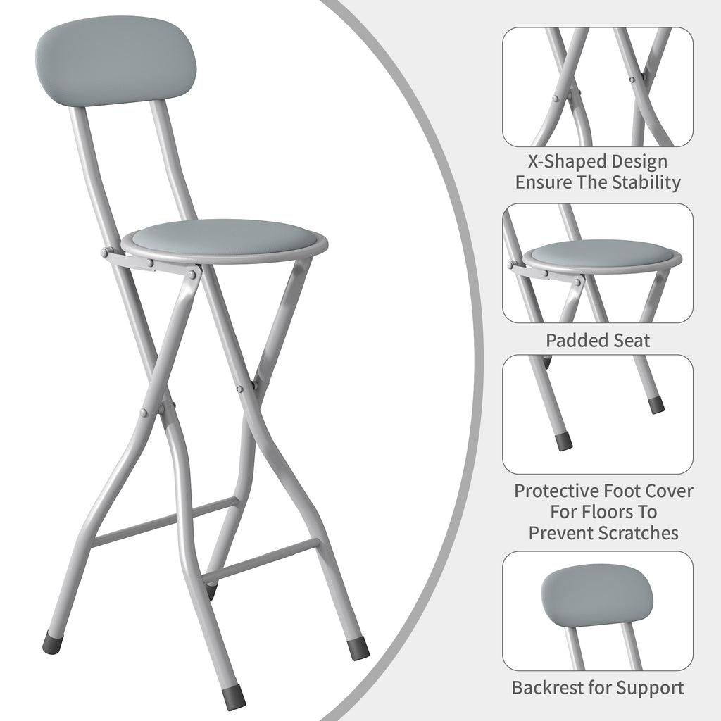 Bar Stool with Space-Saving, Foldable, Non-Slip, 90cm, 125kg - product gallery image 4