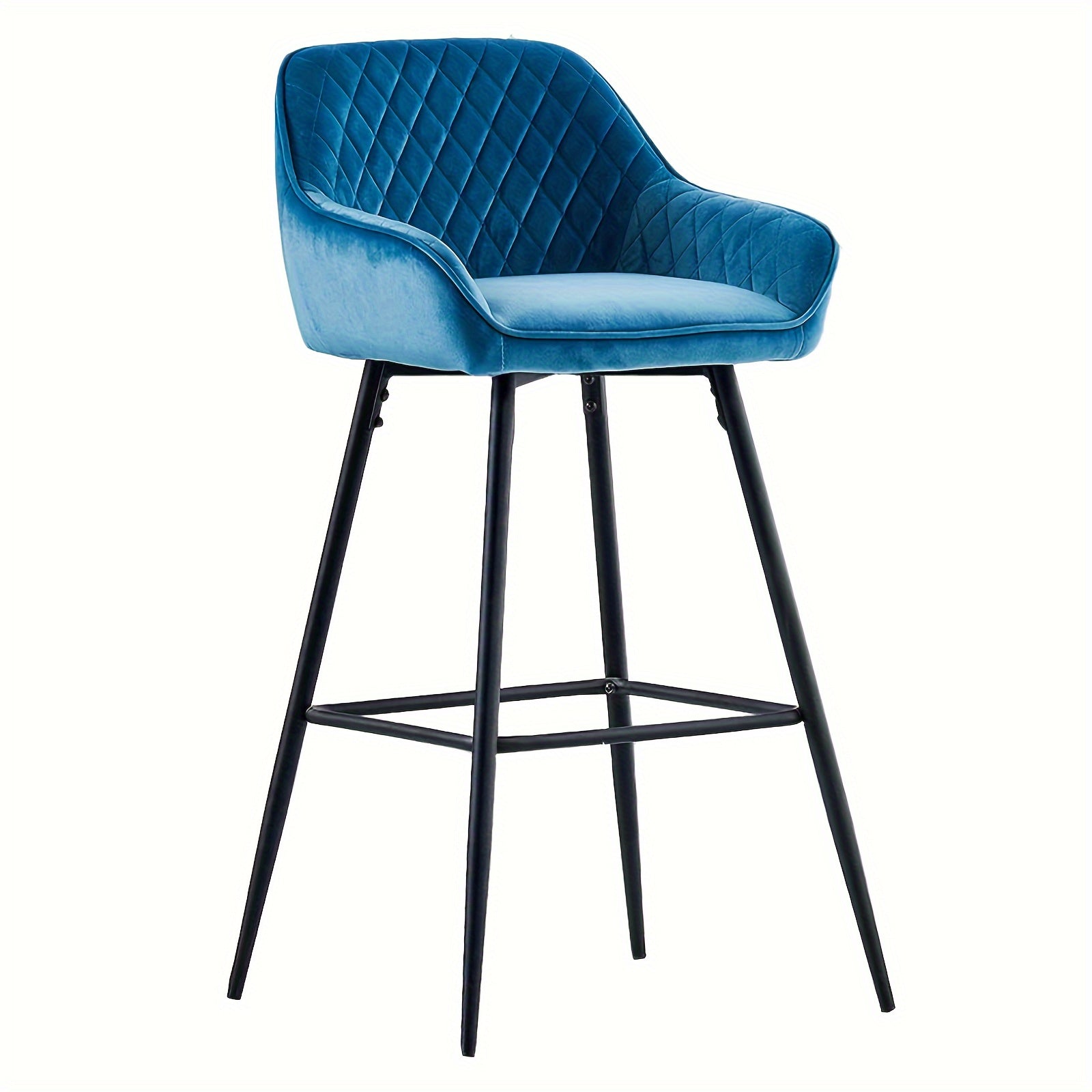 Bar Stool with Velvet Stools Armrest Backrest Upholstered - Cyan, 1pc option