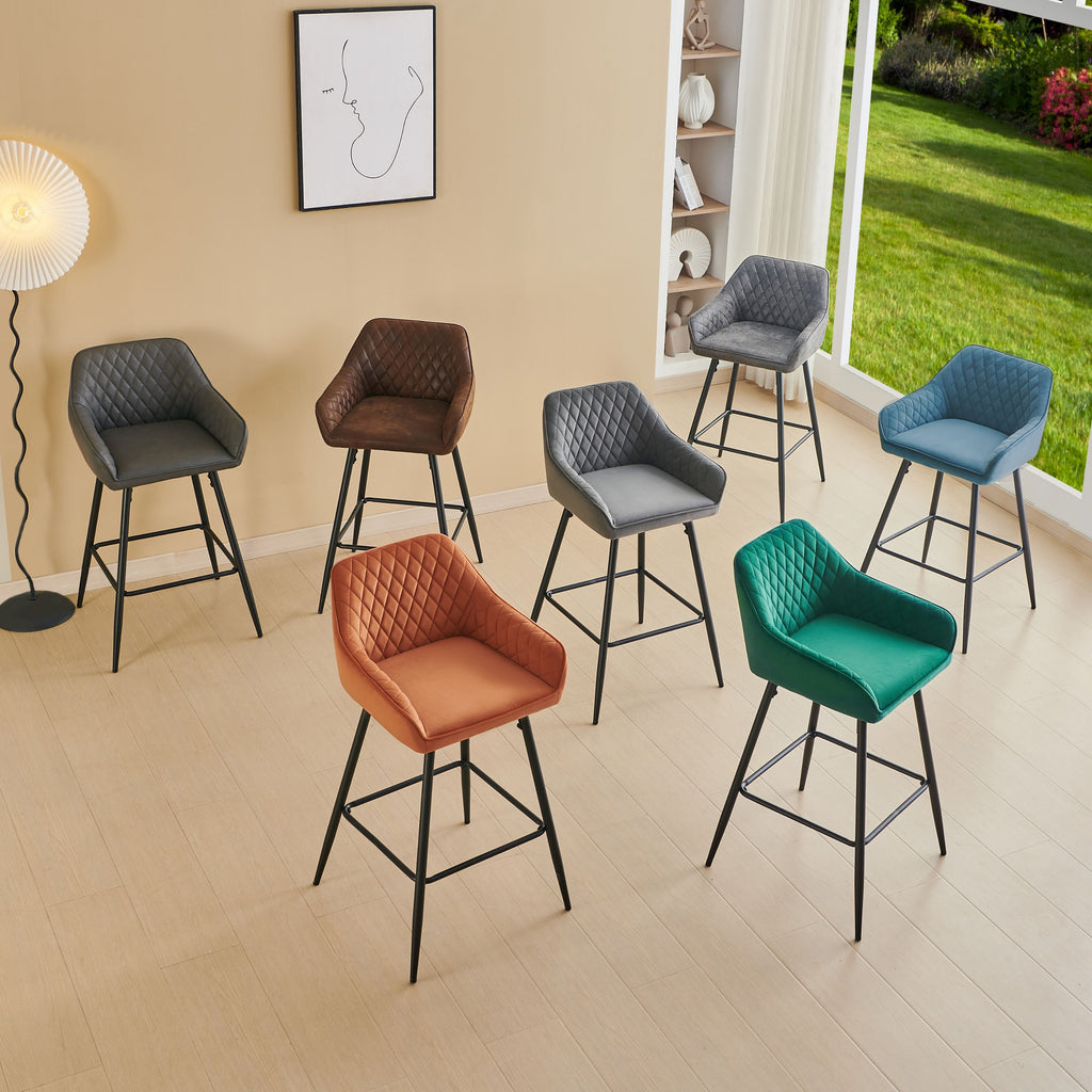Bar Stool with Velvet Stools Armrest Backrest Upholstered - product gallery image 2