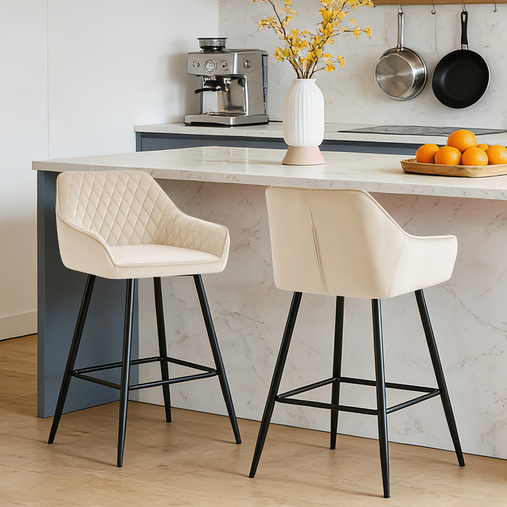 Bar Stool with Velvet Stools Armrest Backrest Upholstered - product gallery image 5