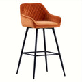 Bar Stool with Velvet Stools Armrest Backrest Upholstered - Tangerine, 1pc option