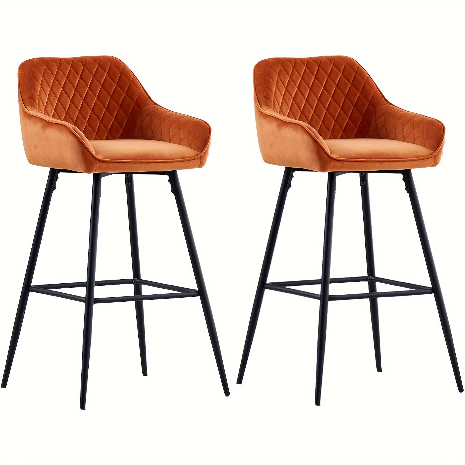 Bar Stool with Velvet Stools Armrest Backrest Upholstered - Tangerine, 2pcs option