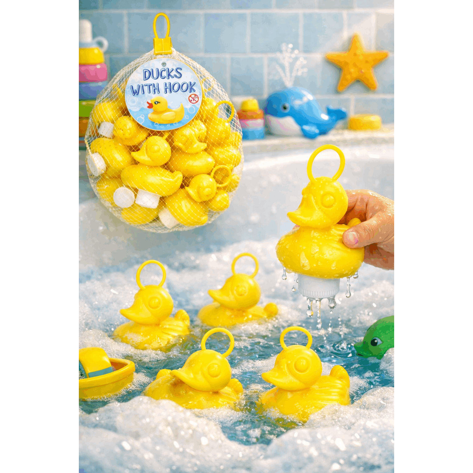 Bath Toys & Outdoor Game with 7cm, Plastic, DUCKS-YELLOW-SETOF20 - product gallery image 6