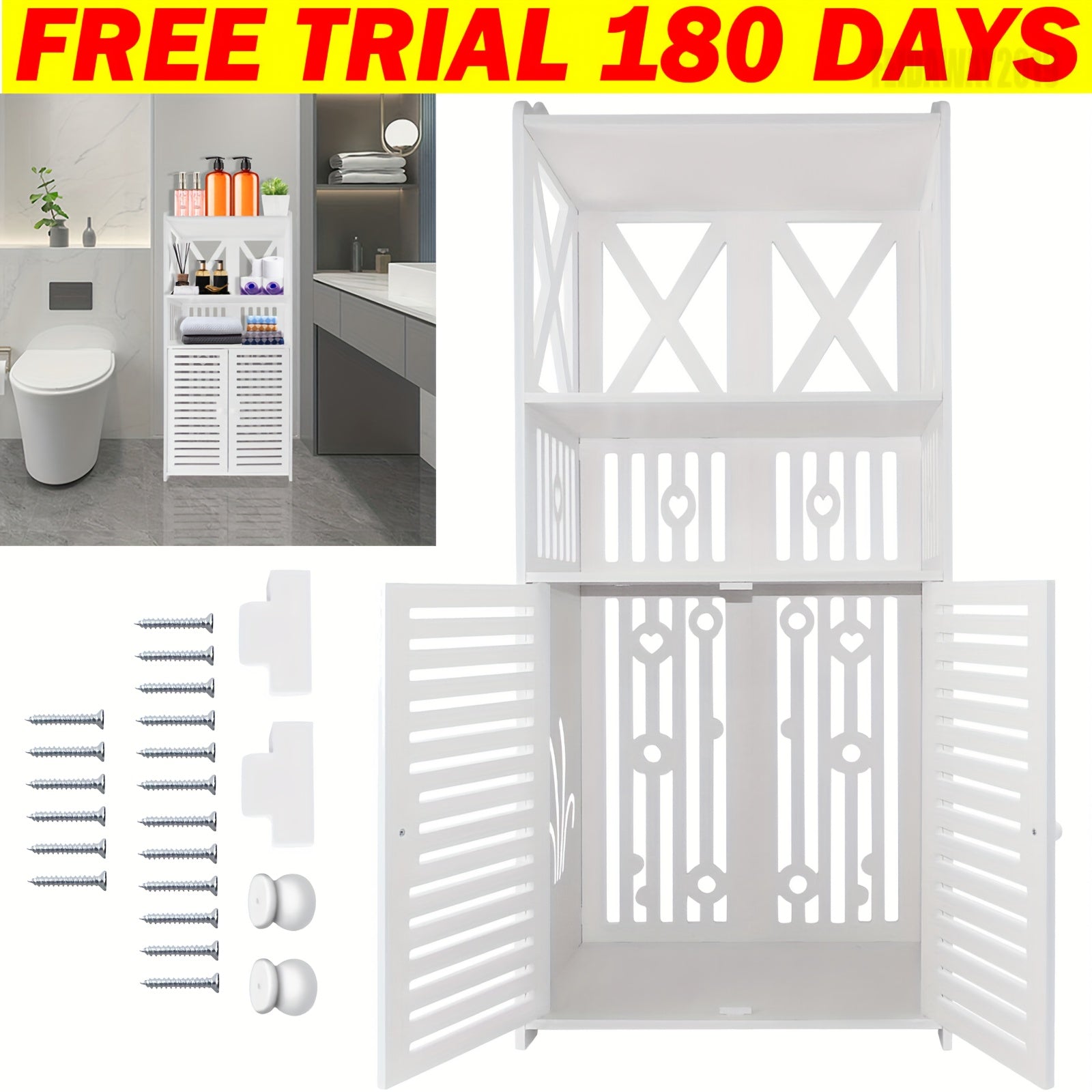 Bathroom Storage Cabinet with Easy Assembly, Freestanding