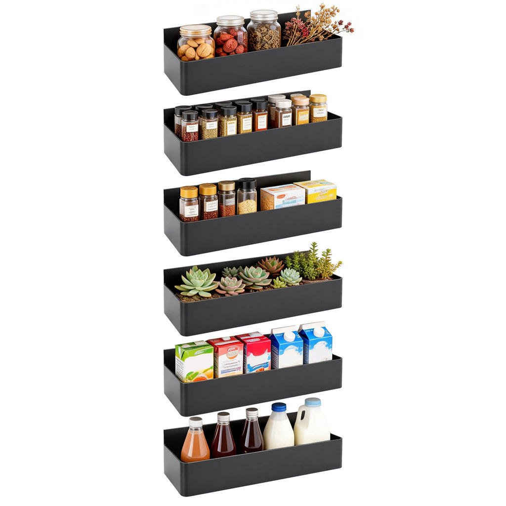 Bathroom Storage Cabinet with Metal, Magnetic Side Rack 6-Piece No-Drill Fridge - product gallery image 2