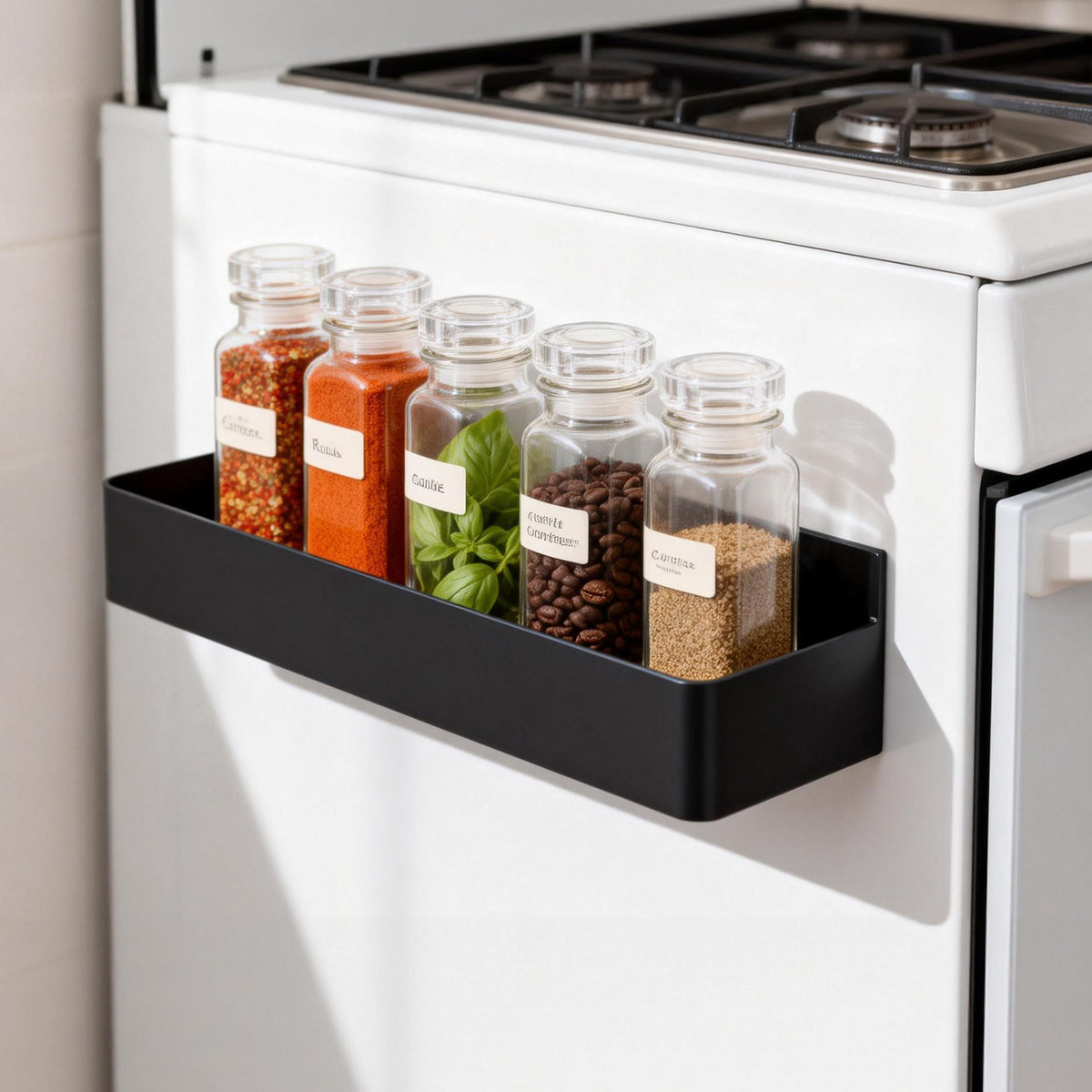 Bathroom Storage Cabinet with Metal, Magnetic Side Rack 6-Piece No-Drill Fridge - product gallery image 5