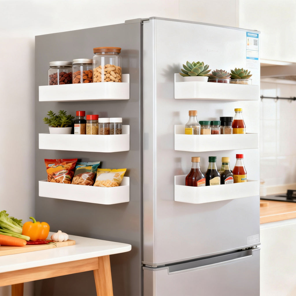 Bathroom Storage Cabinet with Metal, Magnetic Side Rack 6-Piece No-Drill Fridge - product gallery image 8