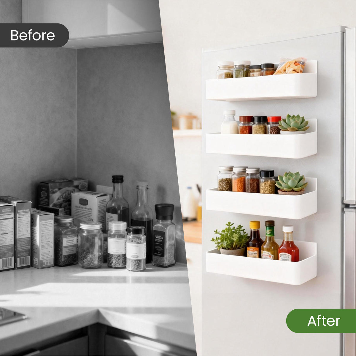 Bathroom Storage Cabinet with Metal, Magnetic Side Rack 6-Piece No-Drill Fridge - product gallery image 9