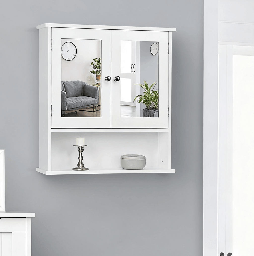 Bathroom Storage Cabinet with Wall-Mounted, Adjustable Shelf, Wood - product gallery image 4