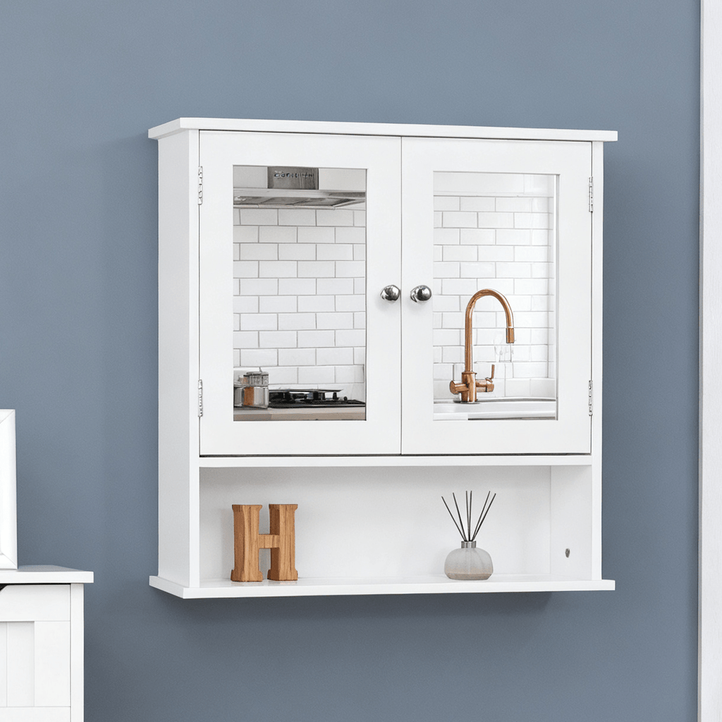 Bathroom Storage Cabinet with Wall-Mounted, Adjustable Shelf, Wood - product gallery image 5