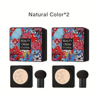 BB & CC Cream with 2pcs, Mushroom Air Cushion Makeup Base Puff - Natural Color*2 option
