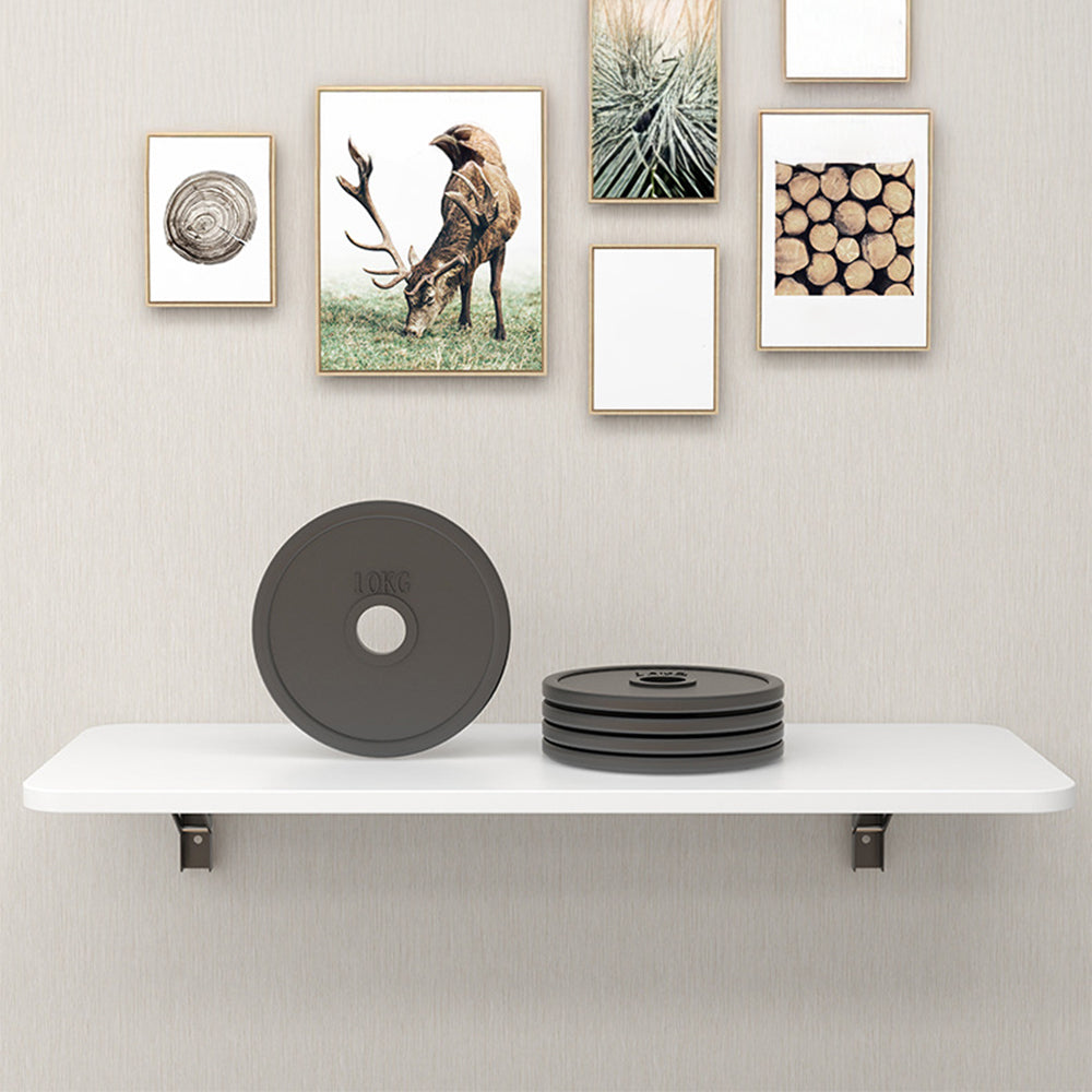 Folding Wall-Mounted Laptop Desk, Space-Saving Study and Reading Table, Metal Iron Frame Design, Durable and Sturdy Wall Desk for Home or Office, Black/White, 52x24cm / 65x24cm / 75x24cm