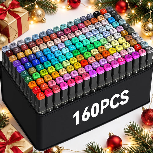 160/178 Colours Dual-Tip Marker Set with Sketchbook. Start Your Artistic Journey! Professional, Non-erasable Markers, Ideal for Art, Office, Study And Holiday Gifts