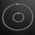 8 mm Cuban Chain Necklace and Bracelet Set