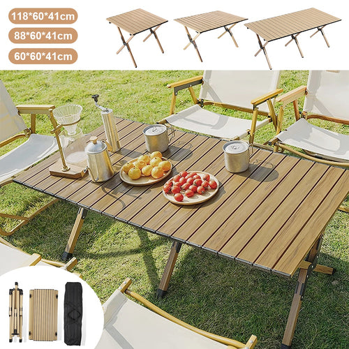 The Portable Folding Camping Table Comes with a Portable Bag, Features a Portable Roll-Up Design, And Is a Portable Foldable Egg Roll Table Suitable for 2 to 6 People. It Has a Compact Storage Capacity And Is Easy to Assemble. It Is Ideal for Indoor