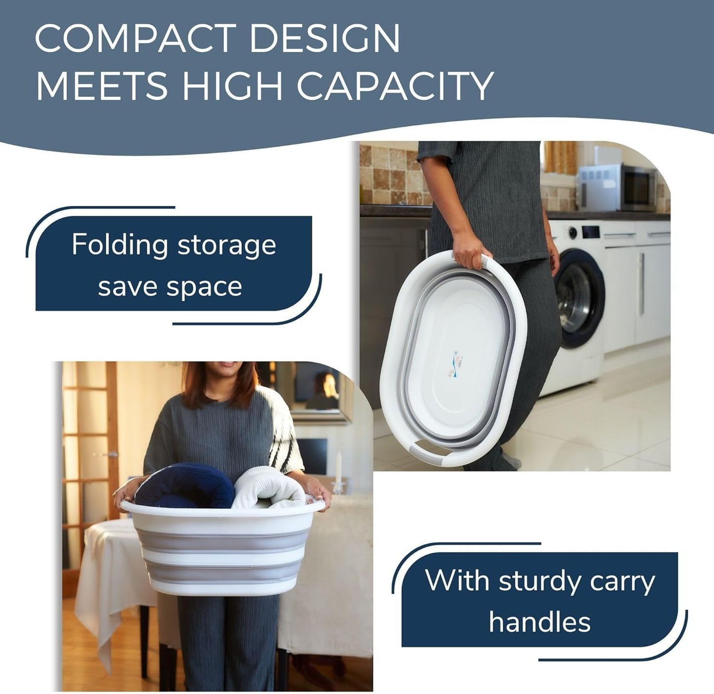 40 L Collapsible Laundry Basket – Folding Pop-Up Washing Hamper with Handles, Durable & Portable Space-Saving Clothes Storage Bin for Bathroom, Bedroom & Laundry Room, Space Saving Clothes Washing Bin with Handles, Durable, Portable & Easy Storage Washing