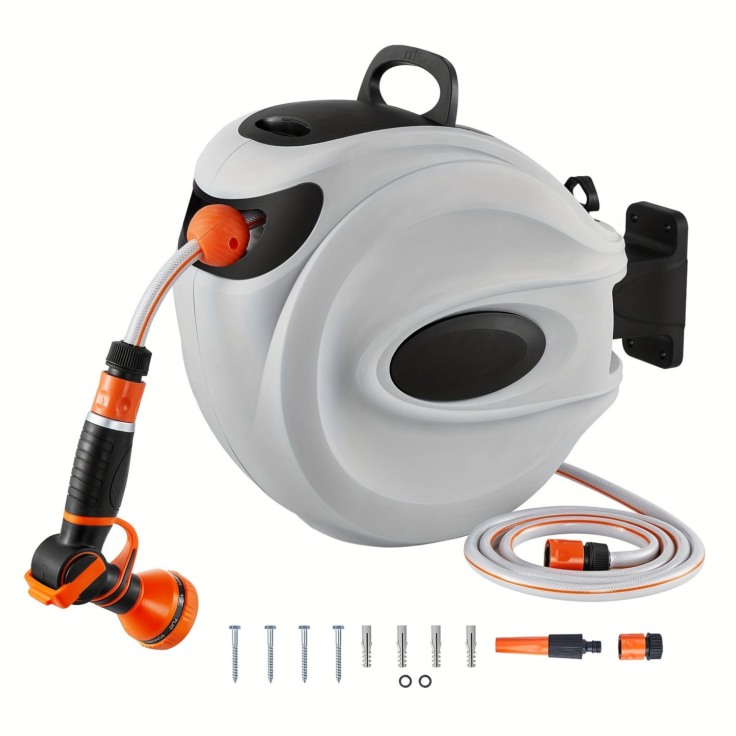 VEVOR Retractable Hose Reel Water Hose Reel 20m1/2 Inch2m/25m1/2 Inch2m115'x1/2" 180° Swivel Wall-Mounted