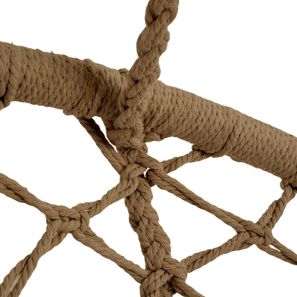 Balcony Rocking Chair, Courtyard Woven Hanging Basket, Hanging Cotton Rope Iron Ring Hanging Chair, Suitable for Indoor, Outdoor, Home, Balcony, Courtyard, Garden, Maximum Load Capacity: 200kg, Material: Iron Ring, Cotton Rope (No Include Cushion)