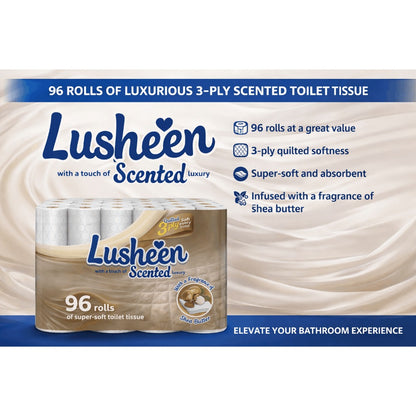 96 Rolls Toilet Tissue 3-Ply Extra Long 150 Sheets – Soft, Strong & Quilted Bulk Loo Roll Pack for Families, Offices & High-Use Homes, Light Fresh Scent