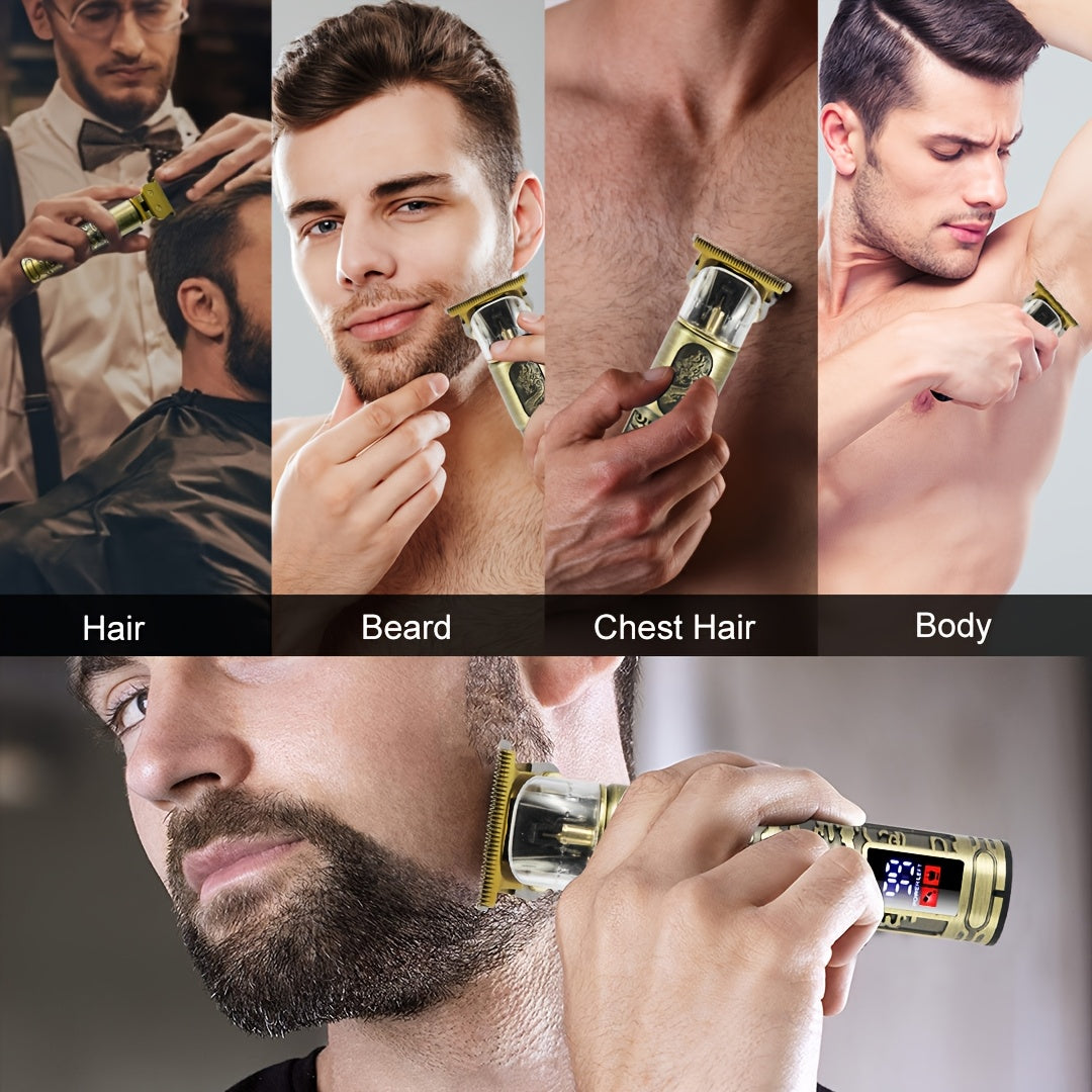 Hair Clippers for Men, Professional Hair Trimmer Barber Cordless Zero Gapped Hair Clippers with LCD Display, Mens Gifts Beard Trimmer T Liners Shavers Edgers Clipper for Hair Cutting - Golden, Valentine's Day, Gift for Men
