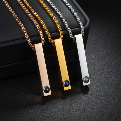 Custom Photo Projection Stainless Steel Necklace, Personalized Fashionable Long Pendant Necklace, The Best Gift for Loved Ones, Pets, Family, and Friends