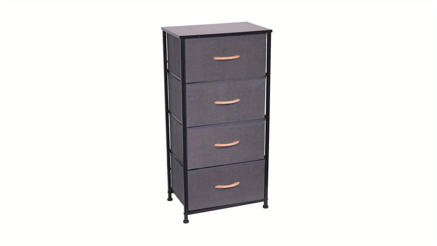 4-Drawer Chest of Drawers Metal Frame & MDF Top – Slim Bedroom Storage Unit 45x30x91cm UK