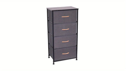 4-Drawer Chest of Drawers Metal Frame & MDF Top – Slim Bedroom Storage Unit 45x30x91cm UK