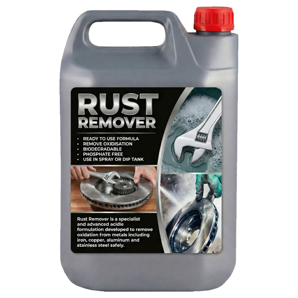 Liquid Rust Remover Solution 5L High Performance Dissolves Rust & Oxidation on Iron Copper Aluminium Chrome Steel Tiles No Scrubbing Required for Cars Home & DIY