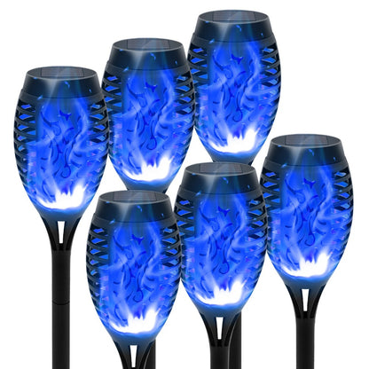Solar Torch Lights 6 Pack Flickering Flame Effect – IP65 Waterproof Auto On/Off LED Pathway Lights, 4 Colour Options for Garden, Lawn, Patio, Yard & Outdoor Landscape Decor UK