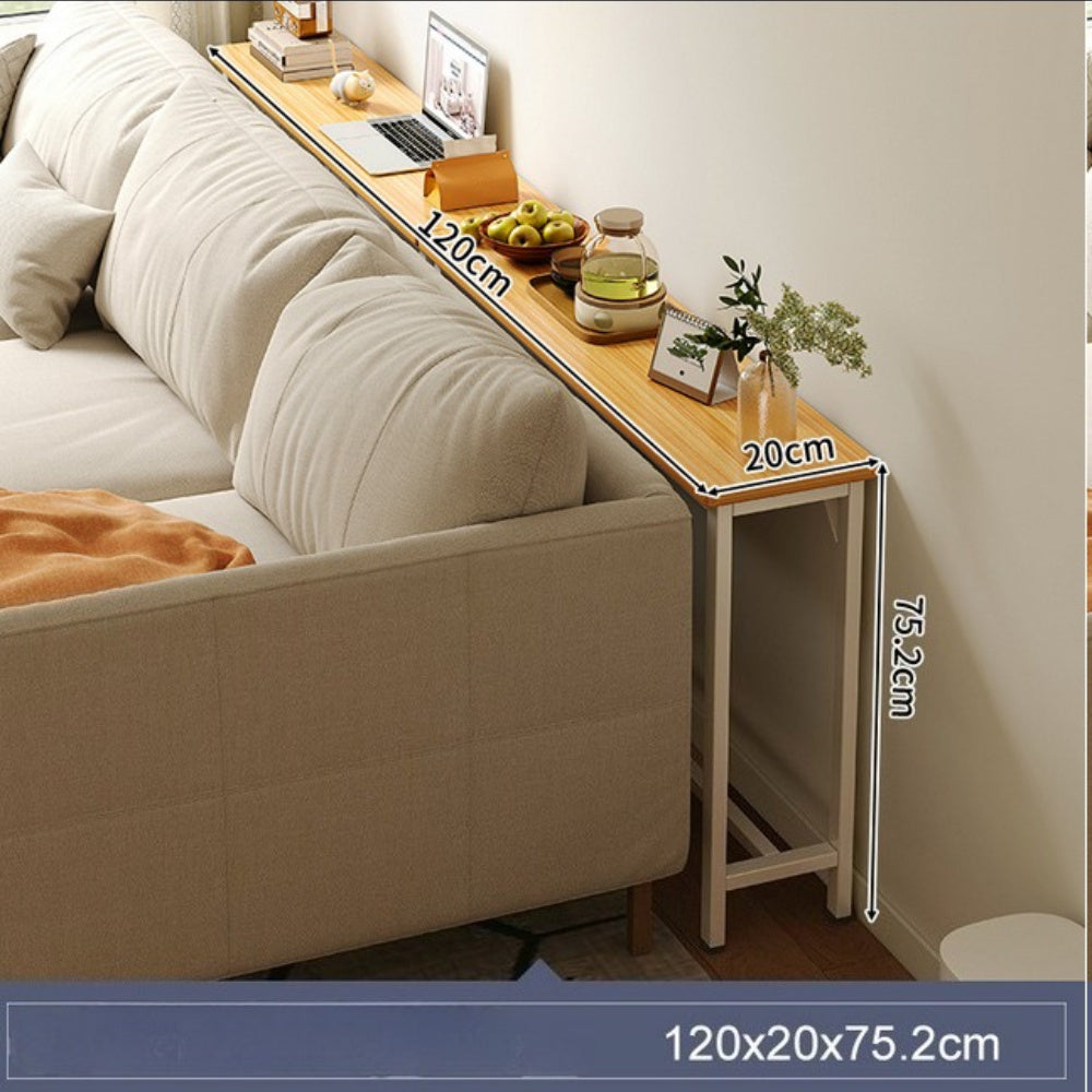 Space Efficient Side Table Single Double Tier Wall Mounted MDF Shelf with Metal Frame Multi Functional Narrow Table with Storage Hallway Bedroom Table 80x20cm Wood Black White Frame