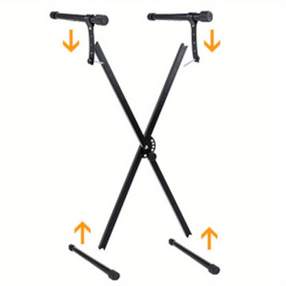 33-97cm Keyboard Stand with Locking Strap Adjustable X Frame Music Piano Keyboard Stand Portable Single Braced Electric Piano Stand with 7 Adjustable Height Positions Holds up to 20kg