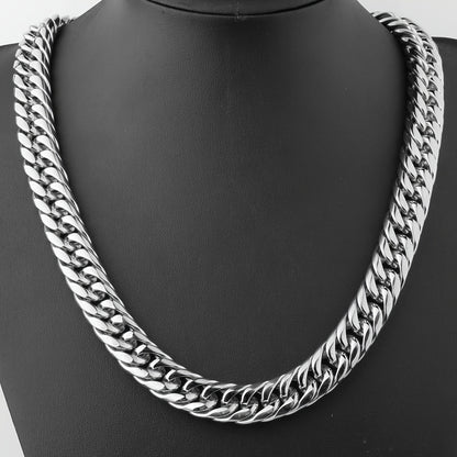 19Mm High Quality 316 316 Stainless Steel Heavy Necklace Men'S Curb Cuban Chain Necklace