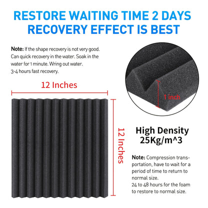 Red + Black 95/51 Pack Sound Proof Foam Panels For Walls, 1 X 12 X 12 Inches Acoustic Foam Panels, High Density Acoustic Panels Sound Absorbing, Noise Cancelling Studio Wedges (NOT INCLUDE ADHESIVE)