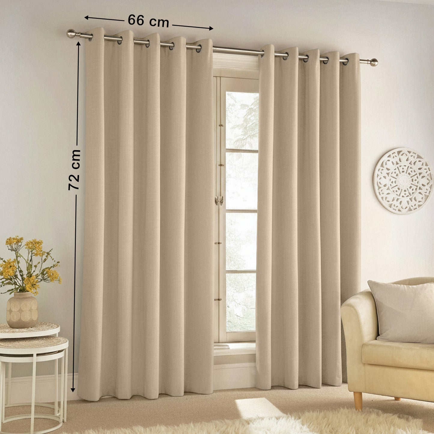 2pcs Full Blackout Eyelet Curtains – Thermal Insulated & Soundproof Drapes, Energy-Saving, Noise Reducing, perfect for Bedroom, Living Room & Home Decoration, Includes Matching Ties