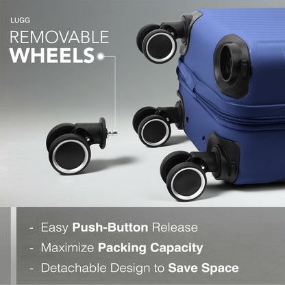 LUGG - Vacay 40cm Suitcase - 40x30x20cm without wheels - Ryanair Compatible - Underseat Size - Hard Shell ABS with Smooth 360° Wheels & Removable Wheels