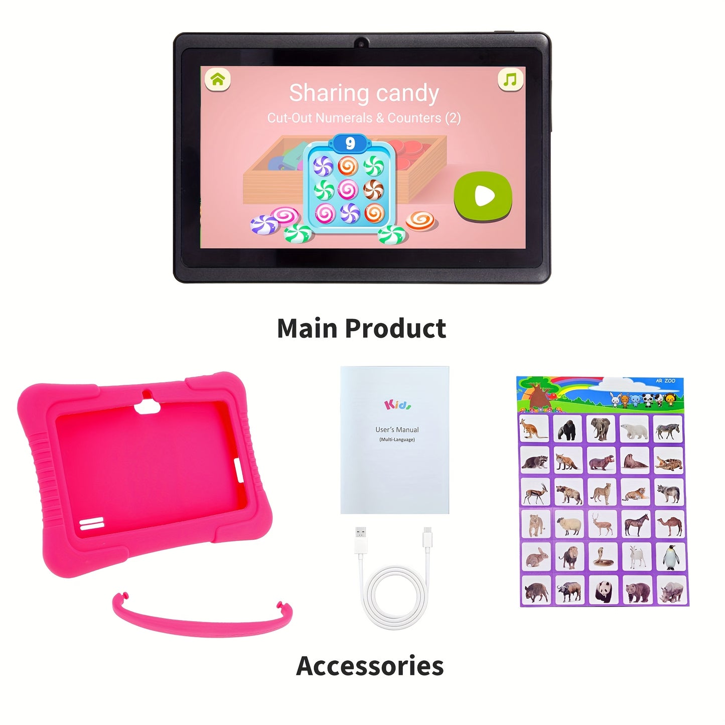 Kids Tablet, Tablet, 7-Inch Kids Tablets 32GB ROM 2GB RAM Android Tablet for Kids with 2.4G Wifi, GMS, Eye Protection, Educational, Parental Control, Tablet with Silicone Case, Pad, Tablet, Pad