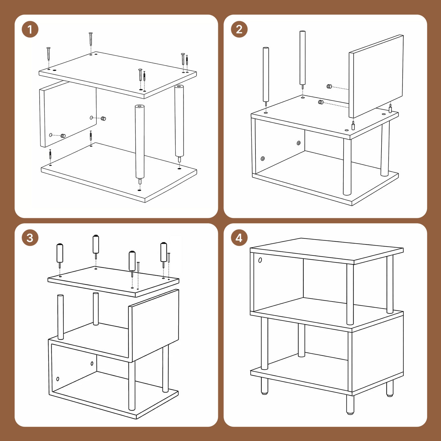 Modern Side Table with Storage - Small End Table/Nightstand, Assembly, -Shaped & Particleboard, Bedside Table for Bedroom/Living Room