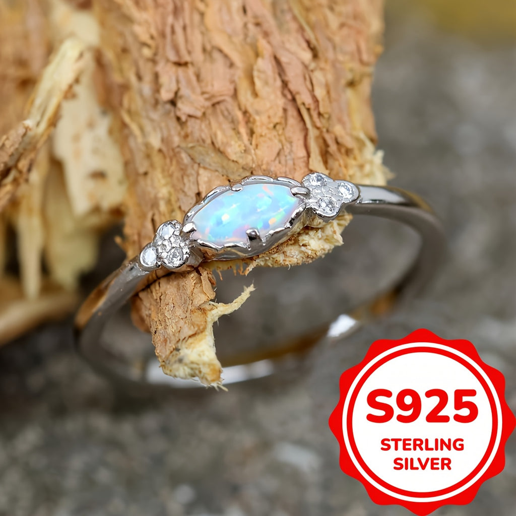 Sterling Silver White Fire Opal Ring