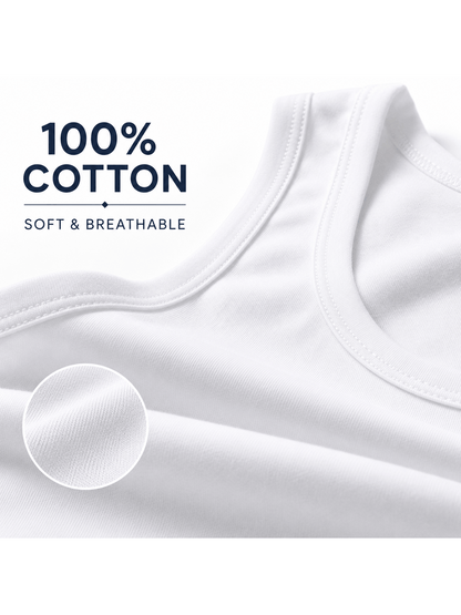 3 Pack Men’s Cotton Vests – Soft Breathable Sleeveless Vest Undershirts, Lightweight Quick Dry Gym & Workout Training Base Layer, Comfortable Everyday Wear Round Neck Athletic Shirts