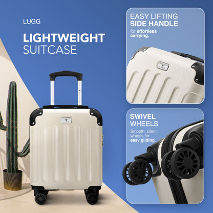 LUGG Skywander 15 Inch (45x34x20cm) Lightweight Underseat Cabin Bag EasyJet Approved Carry-On Suitcase, Durable ABS Hard Shell, Smooth Double Spinner Wheels, Water Resistant & Compact Travel Luggage (45x34x20cm)