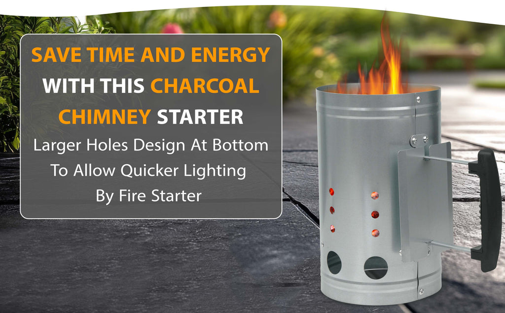 BBQ & Grill Accessorie with Ceramic, Charcoal Chimney Starter Galvanized Steel - product gallery image 9